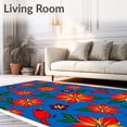 thumbnail image 2 of ODIKA 4'x6' Machine Washable Non-Slip Area Rug, Cardinal Poinsettia Christmas of Back Holiday High Traffic Rug with Pad, Blue, 622395, 2 of 8