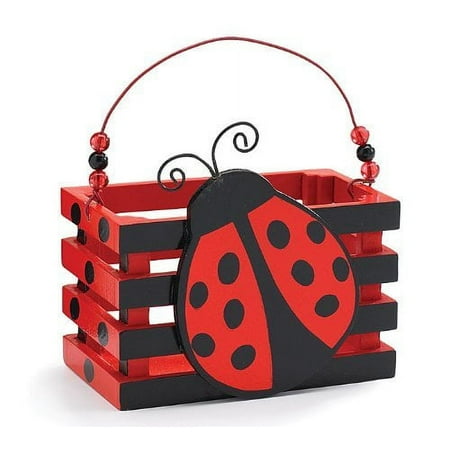 Adorable Ladybug With Hearts Wood Crate For Home Decor, Party Favor Or Decoration