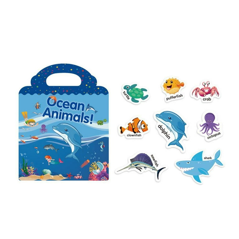 Reusable Sticker Books for Kids- My Body, Zoo, Vehicles, Space, Ocean  Animals Cute Static & Adhesive Stickers Book for Toddlers Age 2-4  Educational