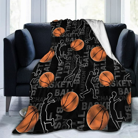 LHSHID Basketball Sport Flannel Reversible Sherpa Throw Blanket Fuzzy and Soft Fleece Bed Blanket 30x40in