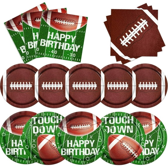 Football Party Supplies Paper Plates and Napkins for Football Birthday Party Football Gameday Tailgate Party, Football Theme Party Decoration, Serve 25