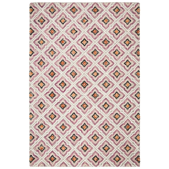 SAFAVIEH Trace Henrietta Geometric Floral Wool Area Rug, Aqua/Ivory, 5' x 8'