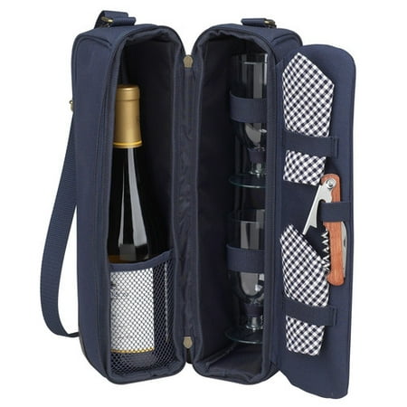 Picnic At Ascot Classic Sunset Depinot Wine Carrier for Two in Navy