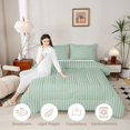 thumbnail image 4 of Castle Fairy Boho Vertical Line Queen Comforter Set 3 Pieces,Bohemian Thin Stripe Comforter Sets Queen,Mint Green Pink,Reversible,1 Comforter and 2 Pillowcases, 4 of 6