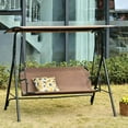 thumbnail image 3 of GVN Outdoor Porch Swings,Hanging Porch Swings,2-Seater Patio Swing Chair, Outdoor Adjustable Canopy Porch Swing with Armrests, Texeline Fabric and Steel Frame, Brown, 3 of 11