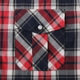 thumbnail image 4 of Coevals Club Men's Western Shirt Cowboy Plaid Country Pearl Snap Button Short Sleeve Two Pockets Work Shirts 37 Navy Red White Small, 4 of 7