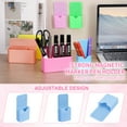 thumbnail image 3 of Uxcell 2Pcs Plastics Magnetic Pen Holder for Refrigerator, 2.24 x 1.06 x 4.72" Dry Erase Marker Holder for Whiteboard, Magnet Locker Organizer Accessories Pencil Cup, Blue, 3 of 7