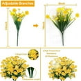 thumbnail image 4 of Sinhoon 8 Bundles Artificial Daisy Flowers Outdoor Decoration UV Resistant Fake Flowers Faux Plastic Plant Indoor Outside Hanging Garden Home Porch Box Decor (Yellow), 4 of 6
