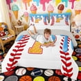 thumbnail image 3 of Erosebridal Waffle Drip Letter P Queen Comforter Set, Cute Baseball Sport Bedding Comforter Set for Girls and Boys, Gray Reversible 3pcs, 1 Comforter and 2 Pillowcases, 3 of 6