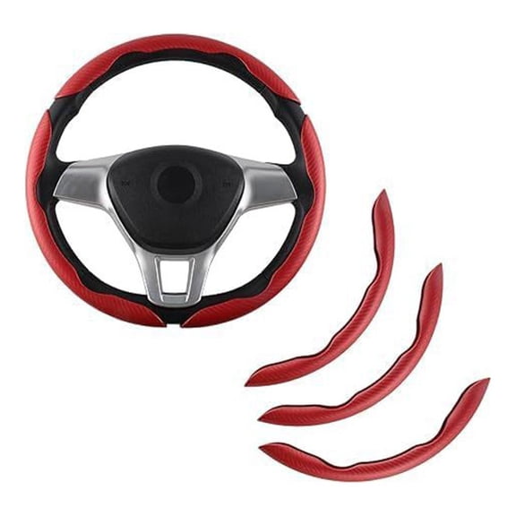 3Pcs Carbon Fiber Steering Wheel Cover Segmented Clip-On, Anti-Slip Grip for 15" Wheels, Summer Driving Comfort for Car Truck SUV