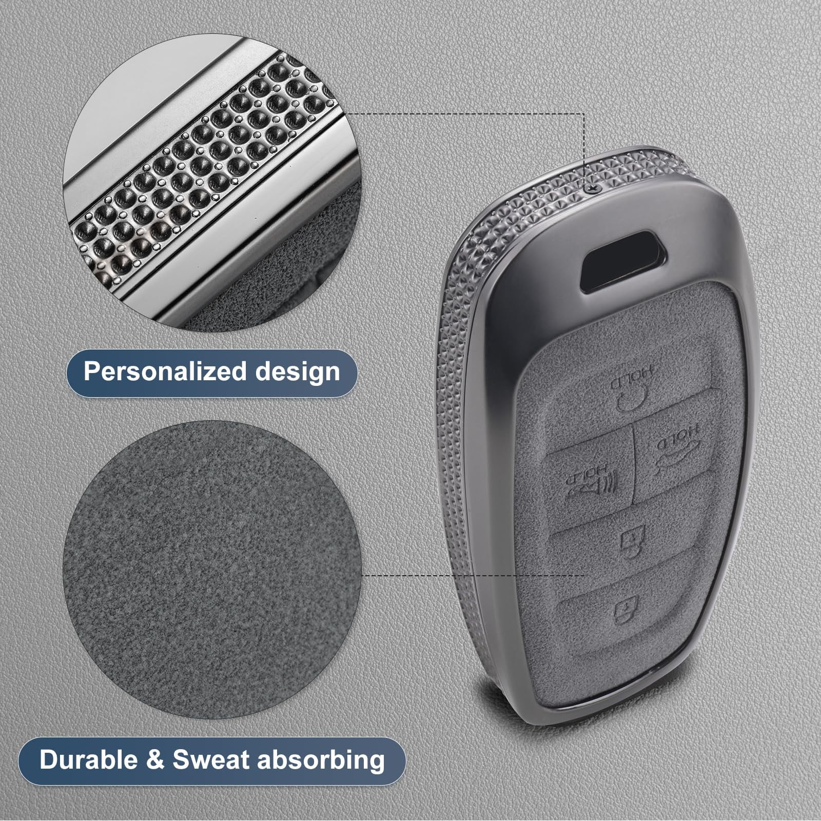 for Hyundai Key Fob Cover, Full Protection Key Case Shell Compatible with 2019 2020 2021 2022 Hyundai Sonata Tucsonn 5 Buttons