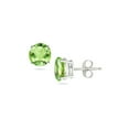 thumbnail image 2 of Genuine 925 Sterling Silver Round Peridot Stone Studs Push Back Earrings -6mm, 2 of 2