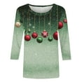 thumbnail image 4 of LEKWK Christmas 3/4 Sleeve Tops for Women Plus Size Funny Holiday Xmas Graphic Shirts Crewneck Dressy Casual Blouses Going Out T Shirt Fashion Family Party Outfits, 4 of 5