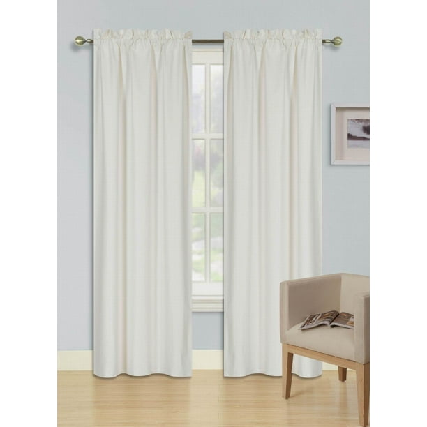 2 Panels Ivory Off White Solid Blackout, Curtain Panels 108 Length