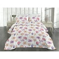 thumbnail image 2 of Ambesonne Floral Quilted Coverlet 2 Pcs, Simple Flowers Romance Print, Twin Size, Pink Pale Yellow and Blue, 2 of 4
