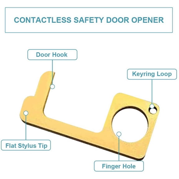 Erasky 4PCS Contactless Door Opener Stylus Handheld Non-Contact Brass Door Closers Multifunctional Anti-Contact Key chain No-Touch Handheld Keychain Tool
