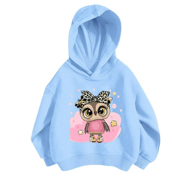 Kiijoy Big Girls Active Hoodie Owl Graphic Long Sleeve Pullover Hooded Sweatshirt