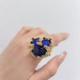 thumbnail image 3 of Vintage Oval Round Stone Statement Ring for Women Gold Plated Elegant Colorful Birthstone Flower Beaded Adjustable Open Wrap Finger Rings Comfort Fit Antique Art Deco Jewelry, 3 of 6