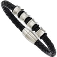 thumbnail image 2 of Primal Steel Stainless Steel Leather Bracelet, 8.5 Inch, 2 of 7