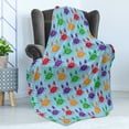 thumbnail image 4 of Crabs Soft Flannel Fleece Throw Blanket, Cartoon Art Style Illustration of Crabs on the Blue Background with Bubbles Print, Cozy Plush for Indoor and Outdoor Use, 50" x 70", Multicolor, by Ambesonne, 4 of 5