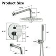 thumbnail image 4 of Boyel Living 10 in Shower System Wall Mount Rainfall Shower Head with Handheld Shower and Bathtub Tub Spout,3-function Bathroom Round Shower Combo Set Tub Faucet,Shower Faucet Set in Chrome, 4 of 10