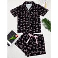 thumbnail image 2 of Women’s Short Sleeve Pajama Set Button Down Lounge Set Collared Sleepwear Two Piece Soft Breathable Nightwear Casual Home Loungewear with Shorts, 2 of 8