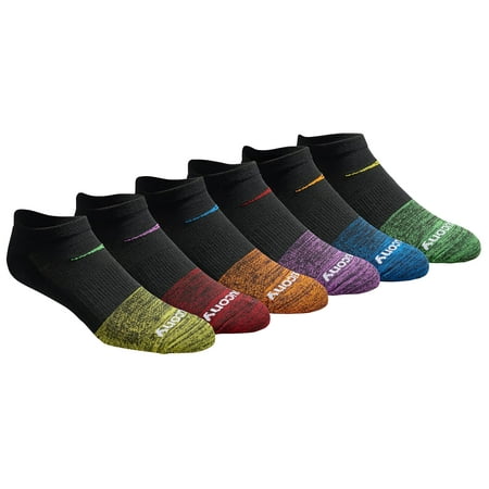 

Saucony mens Multi-pack Mesh Ventilating Comfort Fit Performance No-show Socks Fashion Tippped Black (6 Pairs) 13-15 US