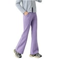 thumbnail image 2 of NAISIBABY Girls Sweatpants with Pockets, Flare Leg Cotton Casual Elastic Waist Comfortable Sport Pants Purple 5T, 2 of 5