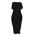 thumbnail image 4 of Delconic Women’s Loose Fit Maxi Dress Off Shoulder Short Sleeve Casual Long Dress Soft Lightweight Fabric for Everyday Wear Black L, 4 of 5