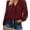 Burgundy, variant on Womens Chiffon Blouse V Neck Pom Pom Tops Long Sleeve Swiss Dot Shirts