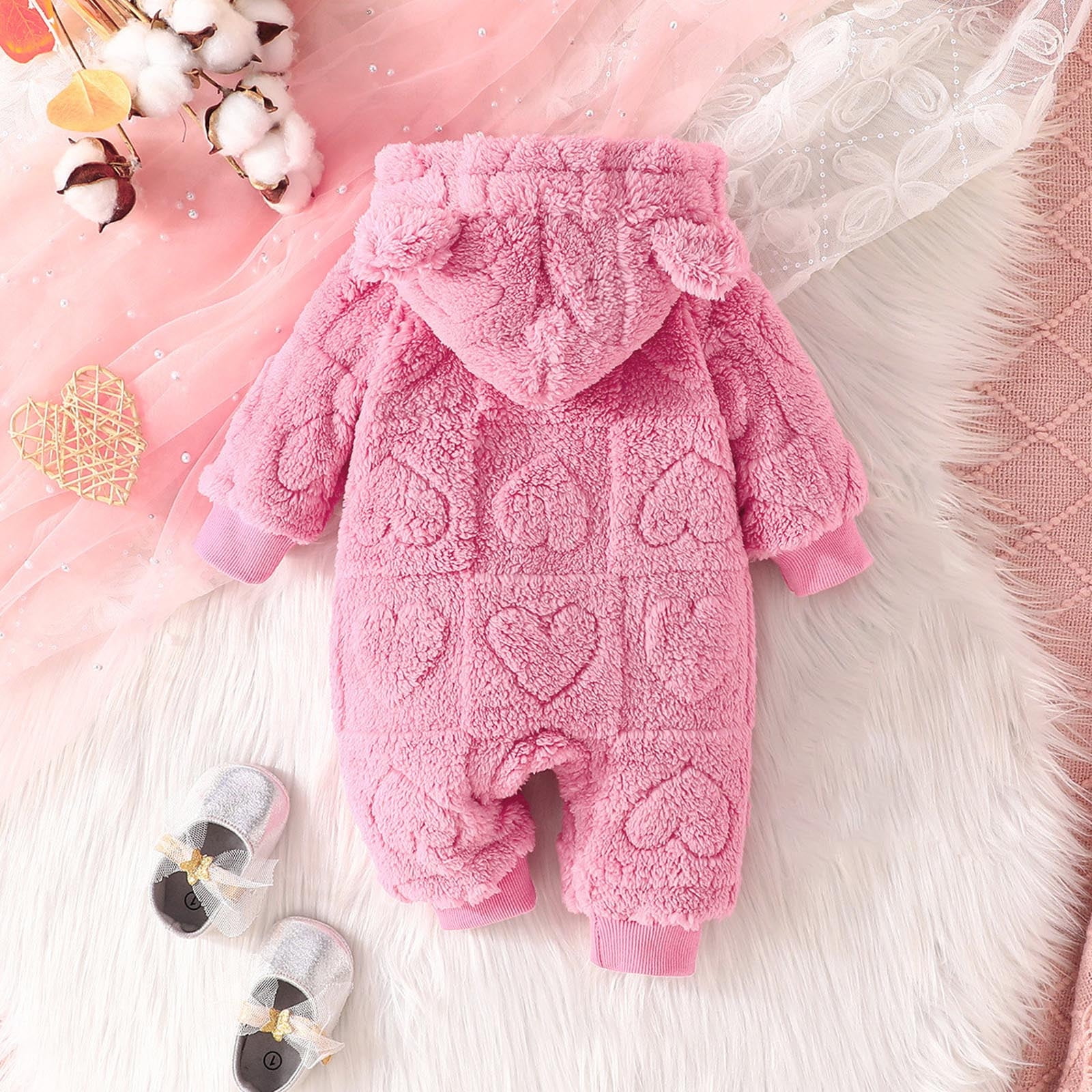 Weebloom Baby Winter Coats Boys Girls Toddler Winter Keep Warm Long Sleeve Prints Romper Hooded Jumpsuit Cute Pajamas 0-3 Months