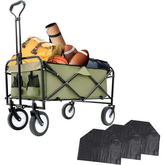 Olurrisa Wagons Carts Foldable, Collapsible Wagon Cart with 360 lbs and Expandable Storage Space, Heavy-Duty Foldable Wagon Cart with Wheels for Groceries, Shopping, Sport, Beach,Garden and Camping