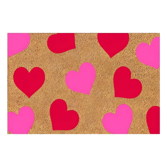 RLESO Valentines Day Door MatCoir EntranceDurable Welcome With Non-Slip BackingPerfect for