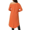 thumbnail image 3 of INSPIRAR CHIC Blusa Casual de Mujer de Un Hombro, Manga Larga, Corte Alto-Bajo, Dobladillo Irregular, Color Naranja, 3 of 6