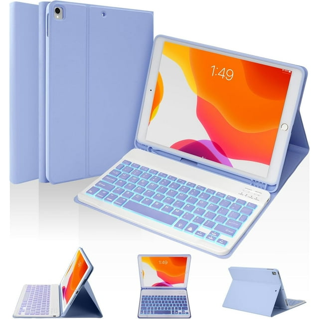 KOMI Wireless Keyboard Case with Touchpad for iPad 10.2" 9th 8th 7th Generation, Detachable Bluetooth Keyboard with Pencil Holder for