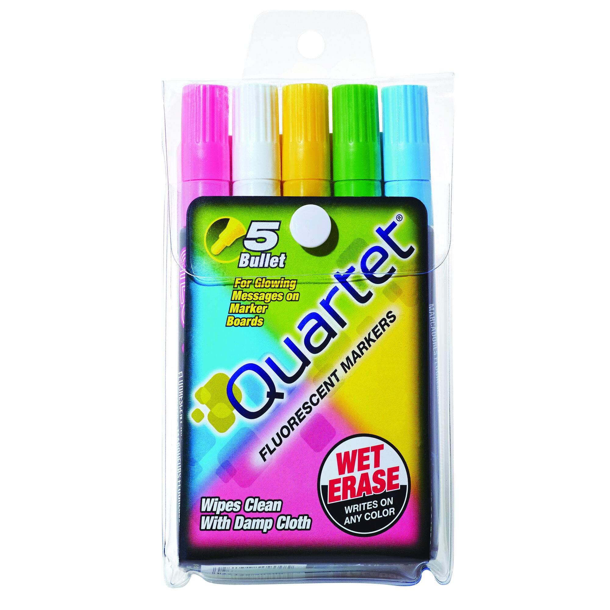 Quartet, QRT5090, GlowWrite Fluorescent Wet Erase Markers, 5 / Set