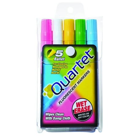 UPC: 0034138509005 | Quartet Glo-Write Fluorescent Markers  Wet-Erase  Assorted Colors  5 Pack