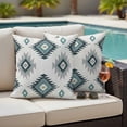 thumbnail image 5 of Teal Grey Pillow Covers 2 Pack Aztec Ethnic Southwestern Native Geometric Pillowcase Waterproof Outdoor Throw Pillow Cover for Patio Garden Square Cushion 20”x20”, 5 of 9