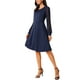 thumbnail image 4 of INSPIRE CHIC Vestidos de Manga Larga para Mujeres Cuello Redondo Elegante Cóctel Fiesta Trabajo Vestido hasta la Rodilla S Azul Oscuro, 4 of 6