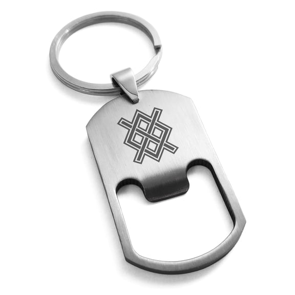 Stainless Steel Gungnir Rune Viking Norse Engraved Bottle Opener Dog Tag Keychain Keyring