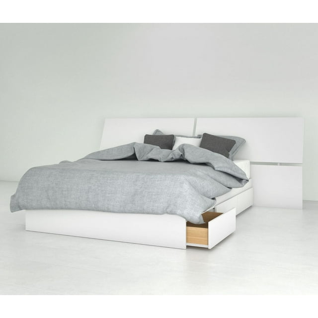 Nexera Arcadia Bed and Headboard, White