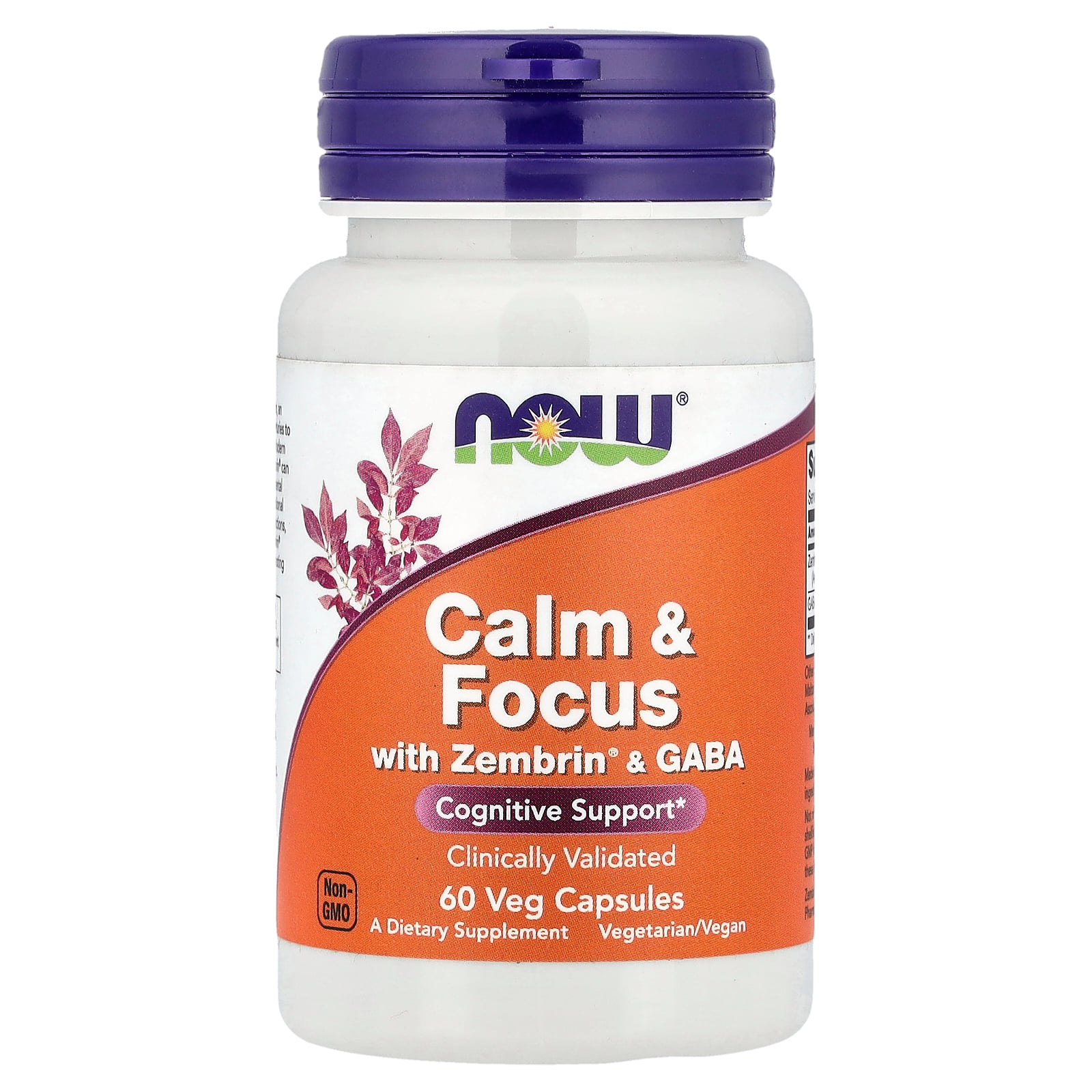 Now, Calm Focus with Zembrin GABA, Cognitive Support, 60 VegCaps