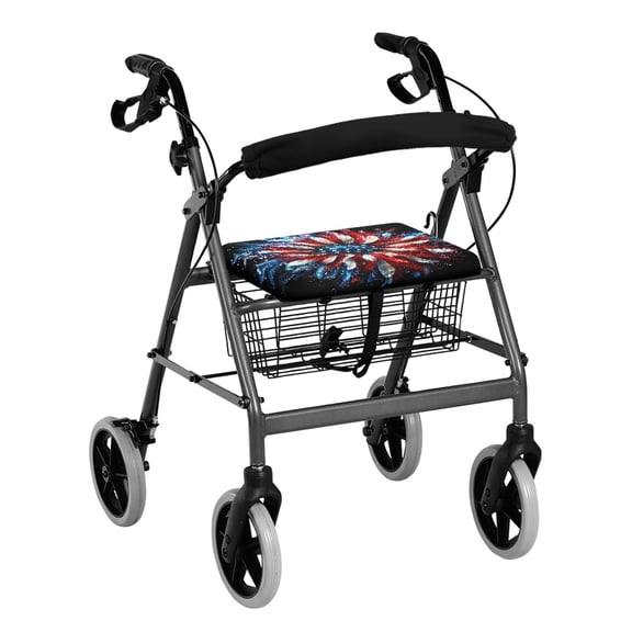 HELLHERO American flag Seat & Backrest Cover Set Non-Slip Cover Rollator Seat Back Cover & Dust Proof for Seniors Men Women with Easy to Install Stain Proof