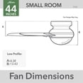 thumbnail image 6 of Hunter 44 inch Indoor Ceiling Fan with LED Light - Ceiling Fan with Pull Chain, For Bedroom, Living Room, or Kitchen, Low Profile Mount, No Remote, 5 Blades - Lilliana 51223, Brushed Nickel, 6 of 15