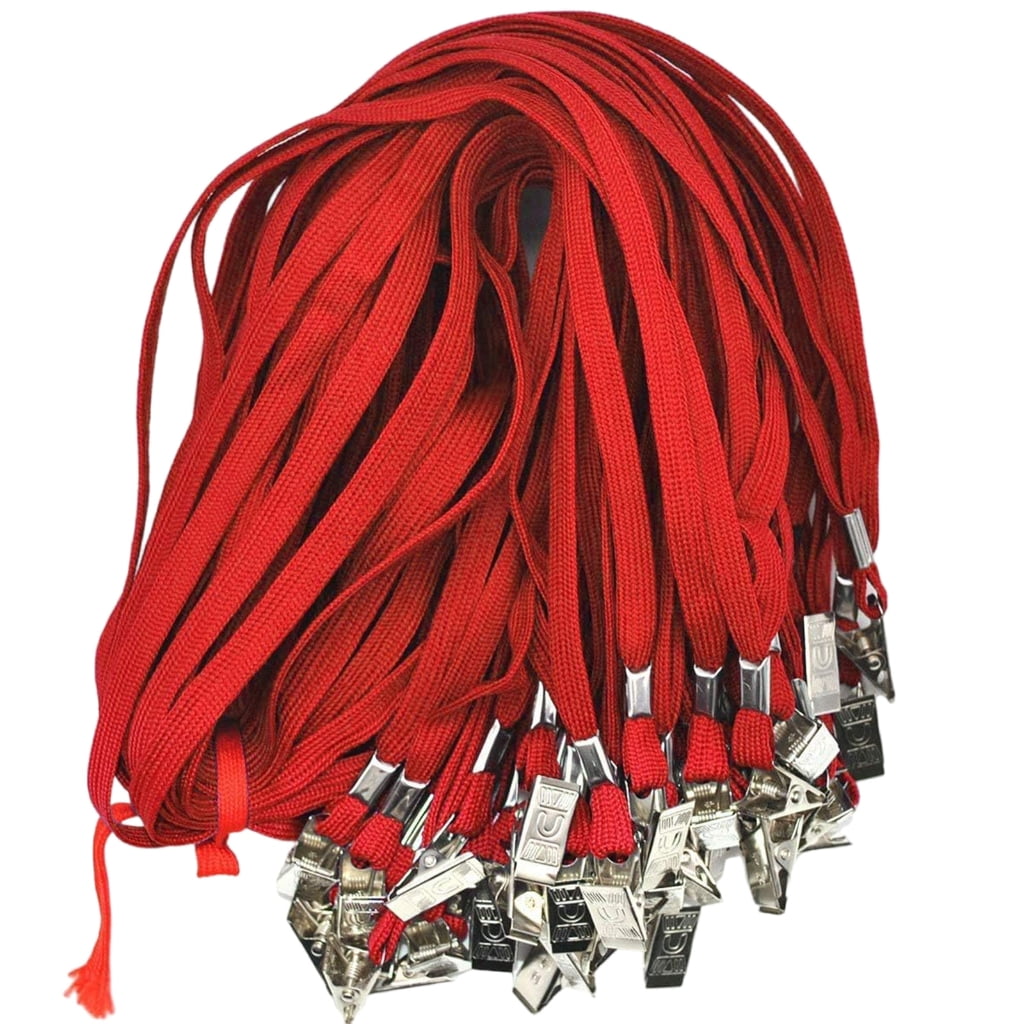 100 Pcs Flat Neck Lanyard Neck Straps Lanyard with Clip Black Lanyards for Teens