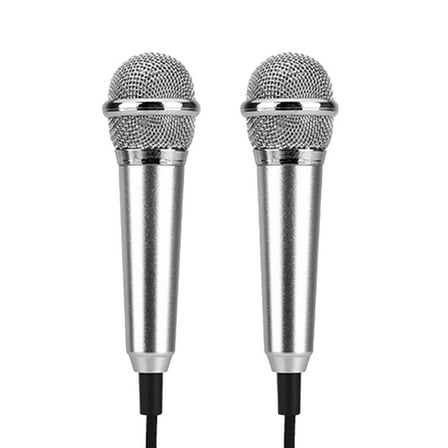 MEIBUTYUP Portable Karaoke Mic for Smartphone Microphone Silver 2Set Back to School
