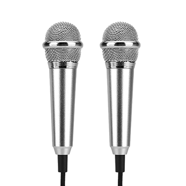 EeaseMX micrófonos móviles K Song, mini micrófonos para teléfono celular (plateados, tipo aleatorio).