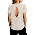 thumbnail image 2 of Open Back Workout Tops for Women 2026 Summer Short Sleeve Crewneck Athletic Gym Shirts Yoga Pilates Outfits, 2 of 5