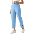 thumbnail image 3 of Zysthvn Straight Leg Pants for Women High Waist Outdoor Fall Casual Women Pants with Pockets Solid Elastic Waist Trousers, 3 of 10