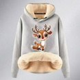 thumbnail image 4 of MAIHAN-Women's Sweatshirts Fashionable Women's Hooded Sweatshirt Thickened Velvet Cardigan with Deer Print for Autumn and Winter Warm and Stylish Christmas Apparel(A-Light Gray,XL), 4 of 4